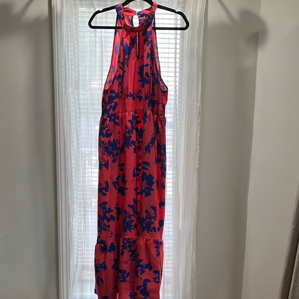 Pink and Blue Floral Maxi Dress